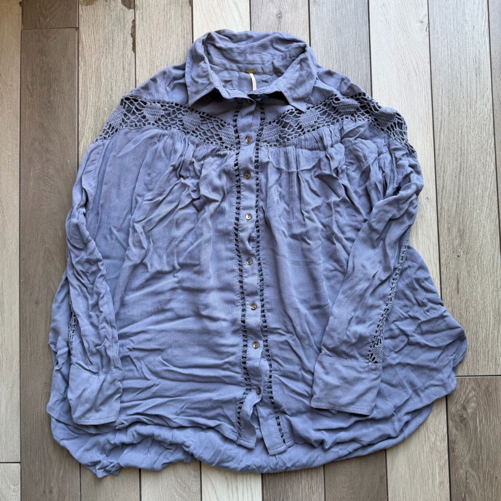 FP Movement by Free People Lavender Button-Up Blouse - Picture 2 of 6